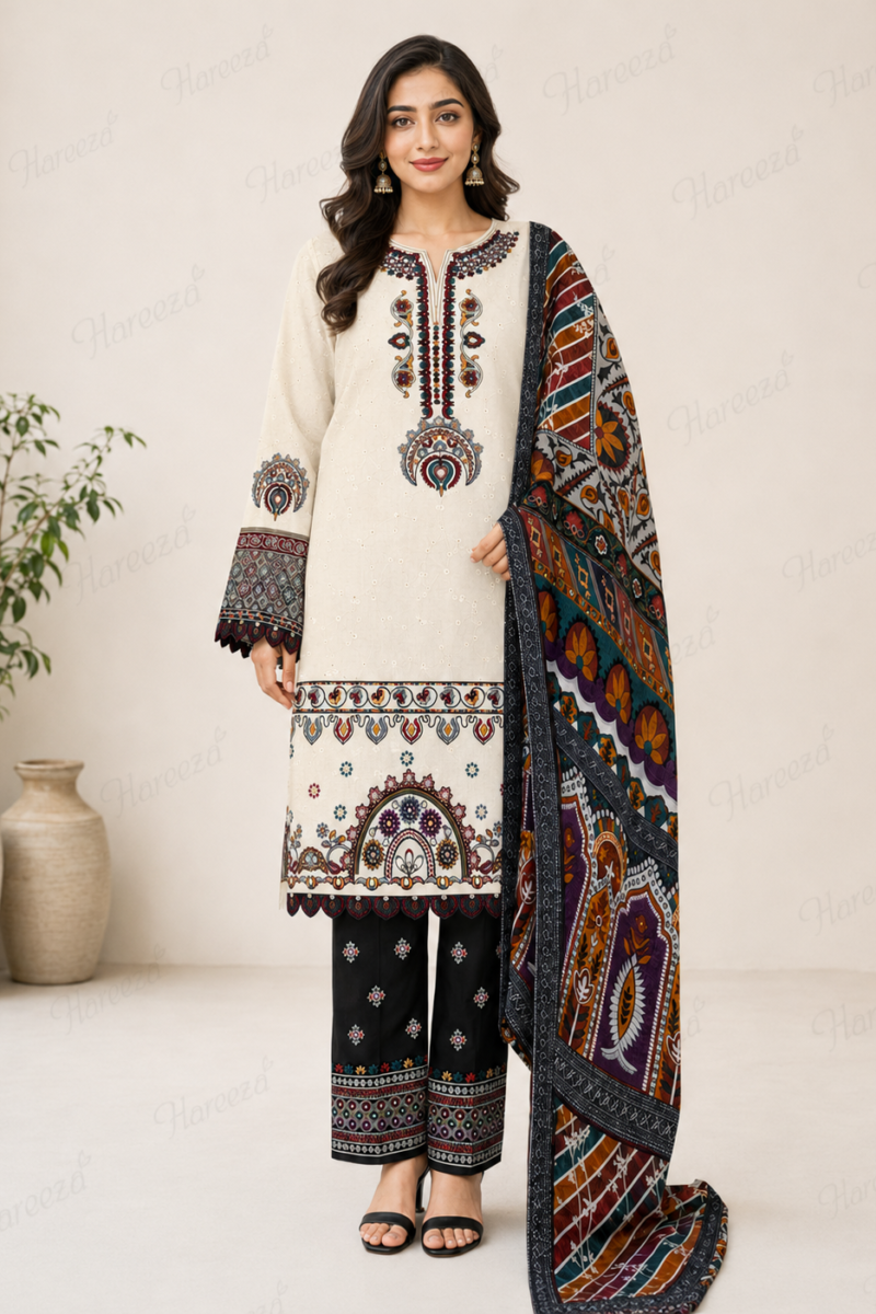 Hareeza - Artisan Grace Embroidered Lawn 3-Piece Suit