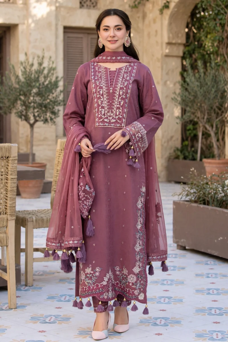 Mahzabeen sequence embroidered lawn suit- Hareeza